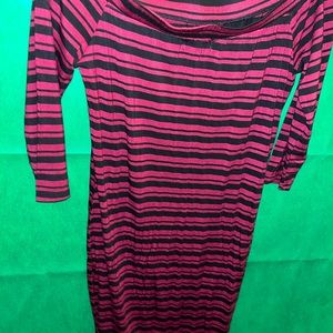 Striped off the shoulder midi dress